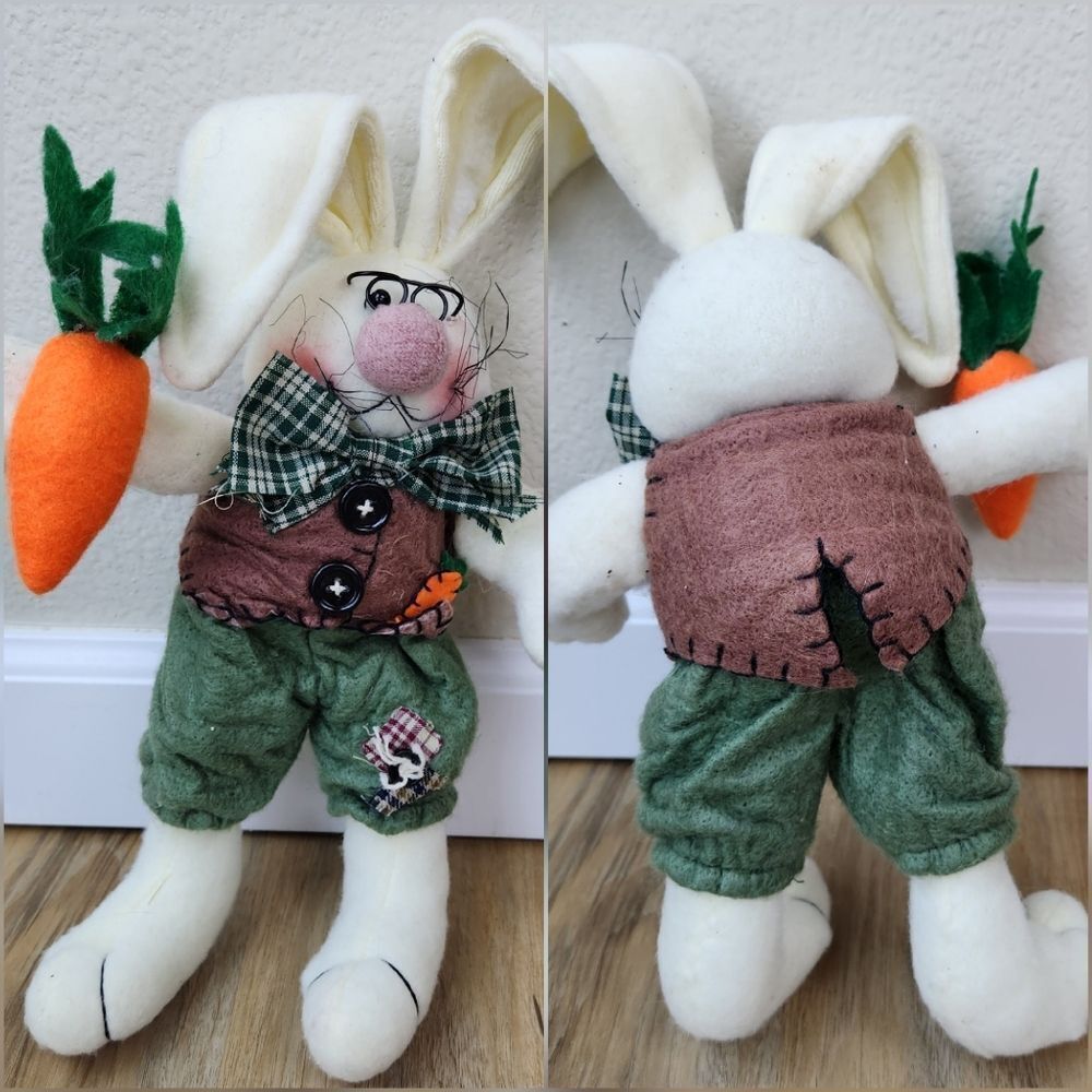 🎵Rustic Posable Shelf Sitter Bunny & Carrot - Picture 2 of 12